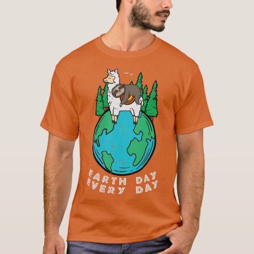 Earth Day Everyday Sloth On Llama Cute Alpaca Men  T_Shirt