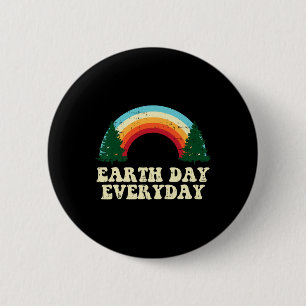 Earth Day Everyday Trees Rainbow Retro Environment Button