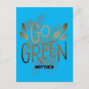 earth day, go green, art simple elegant science postcard