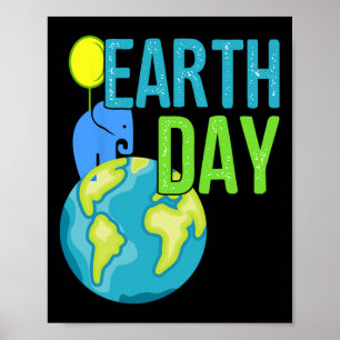 Earth Day Great Vintage Earth Day Elephant Shirt  Poster