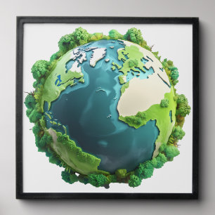 Earth Day - Green and Blue Earth with Trees Peel And Stick Photo Tile