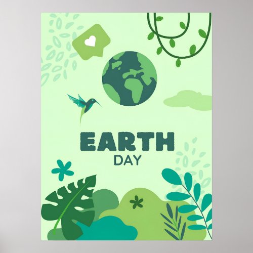 Earth Day Green Globe Nature Poster