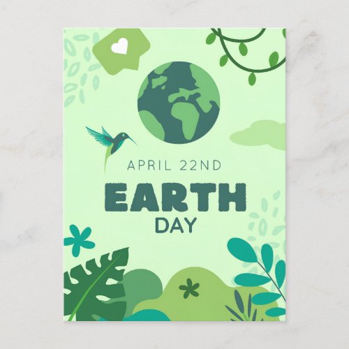 Earth Day Green Globe Plants Nature Postcard