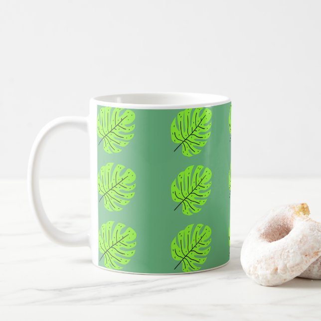 Earth Day Green Leaves  Coffee Mug (With Donut)