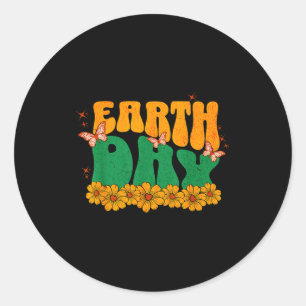 Earth day green planet environmental awareness classic round sticker