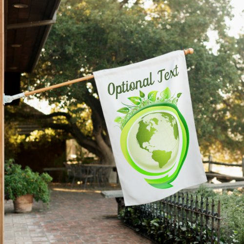 Earth Day Green Planet House Flag