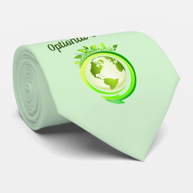 Earth Day Green Planet Neck Tie (Rolled)