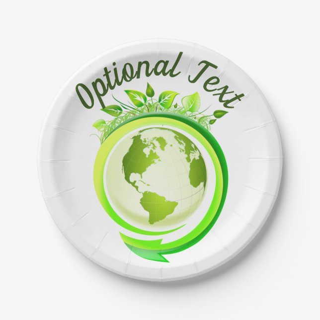 Earth Day Green Planet Paper Plates (Front)