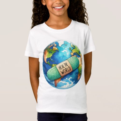 Earth Day Heal The World Globe Blue Green T_Shirt