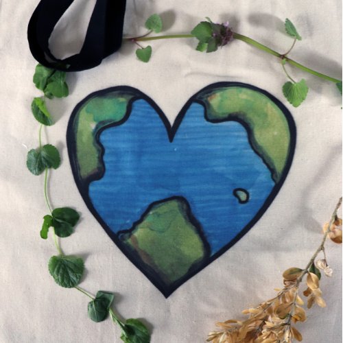 Earth Day heart Watercolor Art Earthy              Tote Bag
