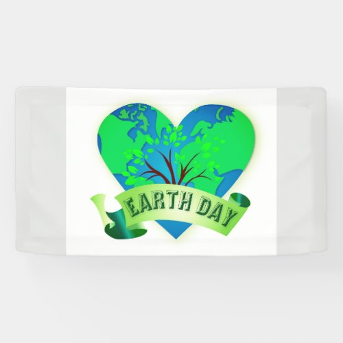 Earth Day Heart World Banner