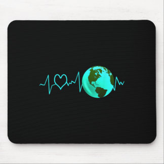 Earth Day Heartbeat Recycling Climate Change Activ Mouse Pad