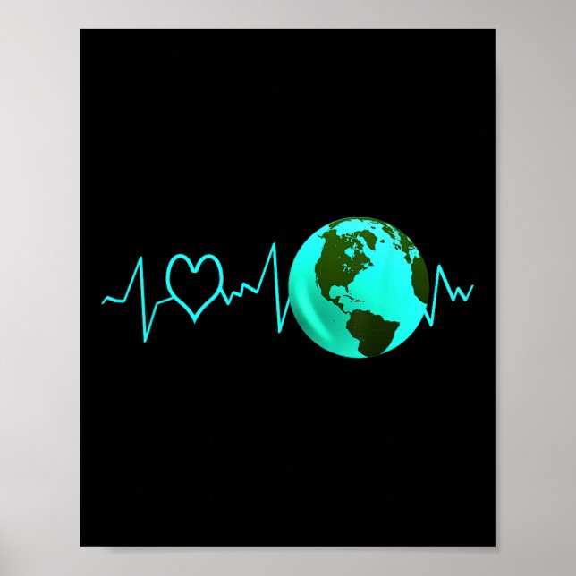Earth Day Heartbeat Recycling Climate Change Activ Poster (Front)
