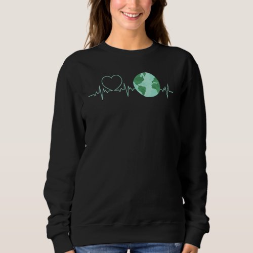 Earth Day Heartbeat Recycling Climate Change Activ Sweatshirt
