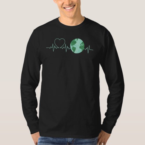 Earth Day Heartbeat Recycling Climate Change Activ T_Shirt