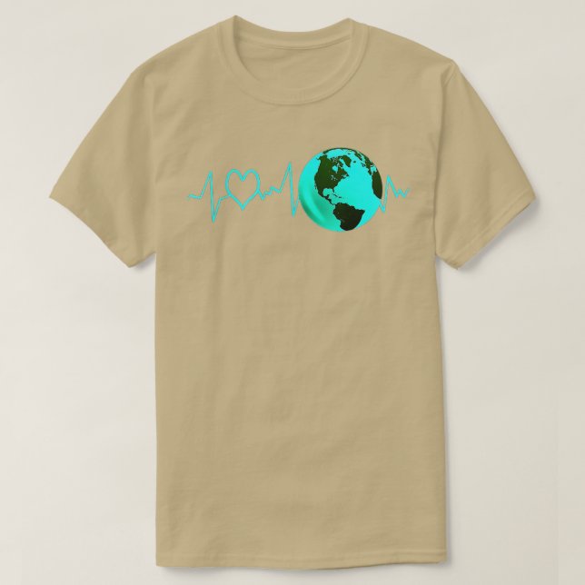 Earth Day Heartbeat Recycling Climate Change Activ T-Shirt (Design Front)