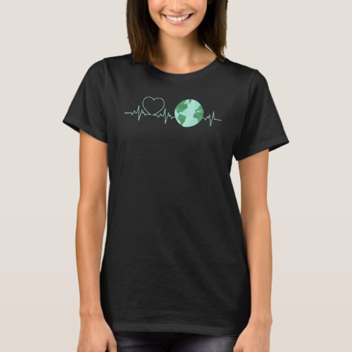 Earth Day Heartbeat Recycling Climate Change Activ T_Shirt