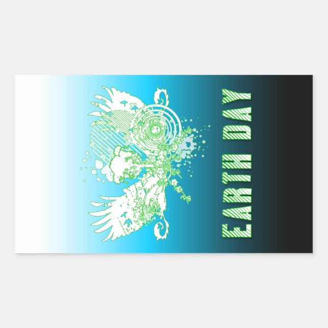 earth day : hi-fi tree rectangular sticker (Front)