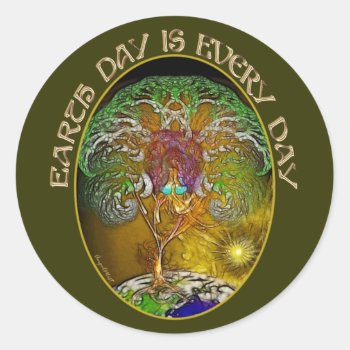 Earth Day Is Every Day Classic Round Sticker by Specialeetees at Zazzle
