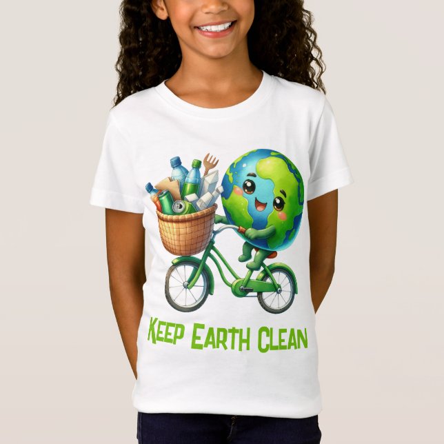 Earth Day Keep Earth Clean Planet Bicycle T-Shirt (Front)