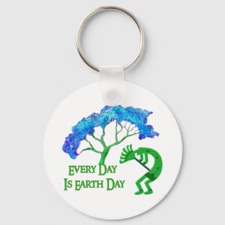 Earth Day Kokopelli Keychain