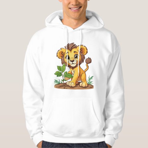 Earth Day Lion Design Cute Eco_Friendly Roaring Hoodie