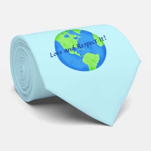 Earth Day Love and Respect Earth Custom Blue Neck Tie