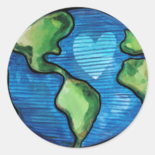 Earth Day Love Cute Whimsical Earthy Nature Lovers Classic Round Sticker