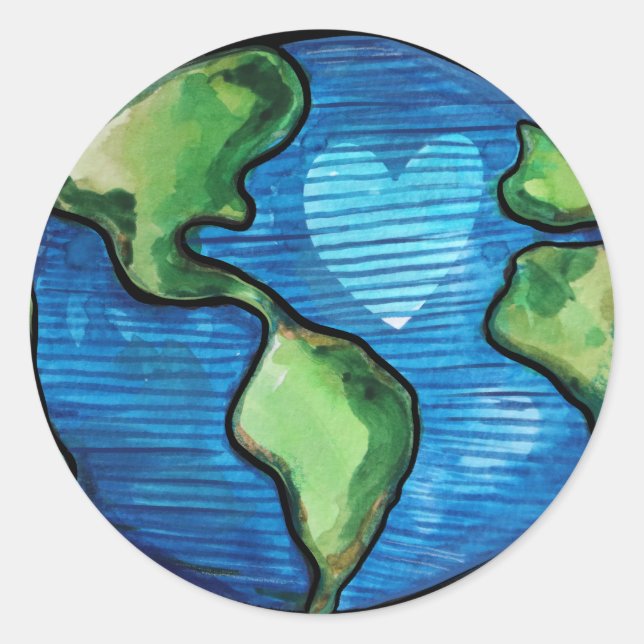 Earth Day Love Cute Whimsical Earthy Nature Lovers Classic Round Sticker (Front)
