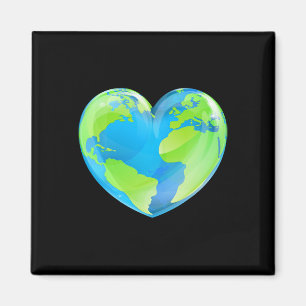 Earth Day Love Heart World Globe Magnet
