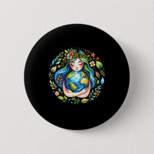 Earth Day Love Mother Earth Planet Hug Nature Envi Button