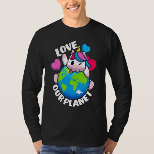 Earth Day Love Our Planet Unicorn Environmental An T_Shirt