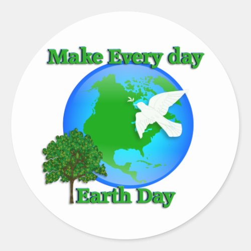 Earth day Make Every Day Earth Day 3D graphic Classic Round Sticker