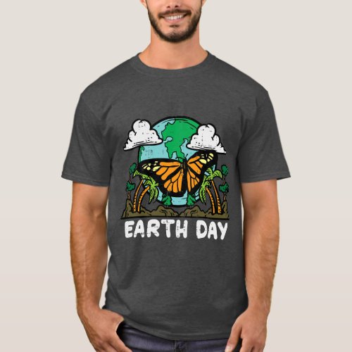 Earth Day Monarch Butterfly Cute Environment Men W T_Shirt