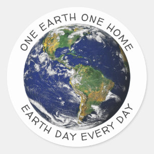 Earth Day One Earth One Home Globe World Custom Classic Round Sticker