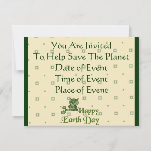 Earth Day Owl Invitation