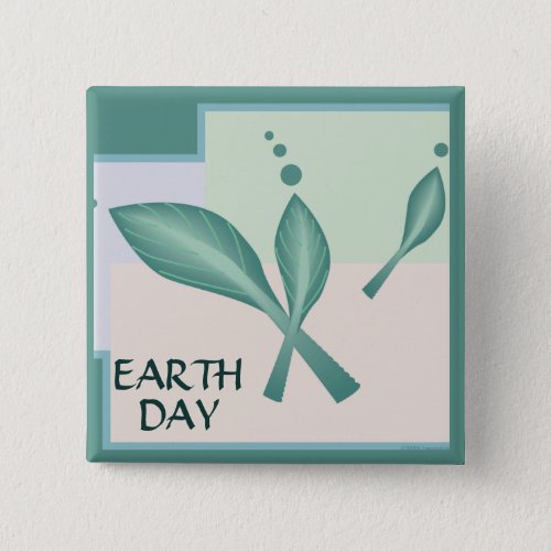 Earth Day Pastel Eco Leaves Green Fantasy 3D Art  Button