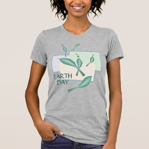 Earth Day Pastel Eco Leaves Green Fantasy 3D Art T_Shirt