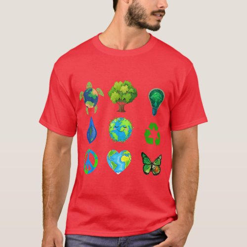 Earth Day Peace Go Plant Save Water Rescue Animals T_Shirt