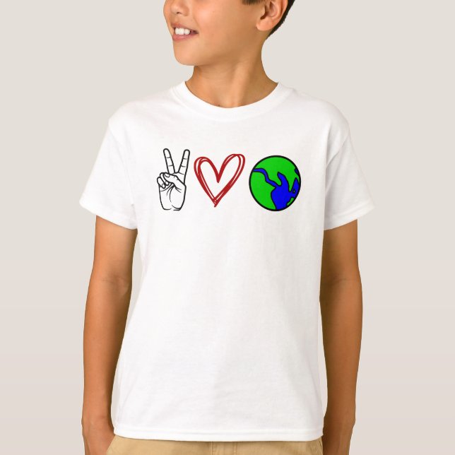 Earth Day Peace Love Earth T-Shirt (Front)
