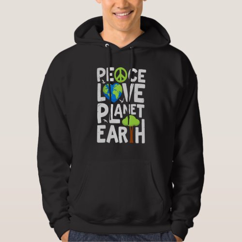 Earth Day Peace Love Planet Retro Environmental An Hoodie