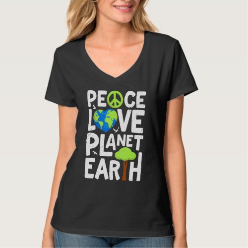 Earth Day Peace Love Planet Retro Environmental An T_Shirt