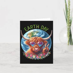 Earth Day Peace Sign Cow Heifer Animal Saving Eart Card