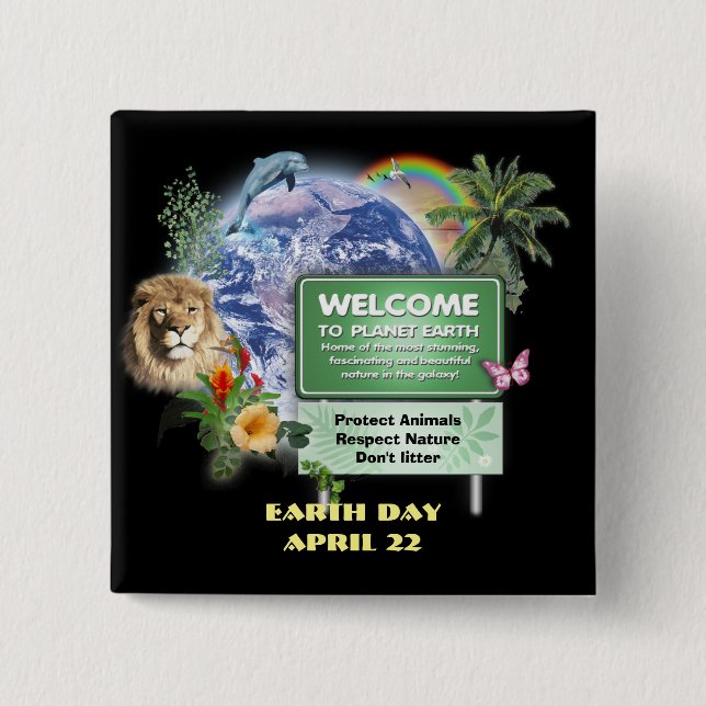 Earth Day Pinback Button (Front)