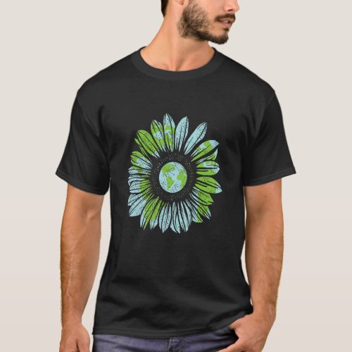 Earth Day Planet Anniversary Earth Day Sunflower E T_Shirt