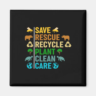 Earth Day Planet Save Bees Rescue Animals Recycled Magnet