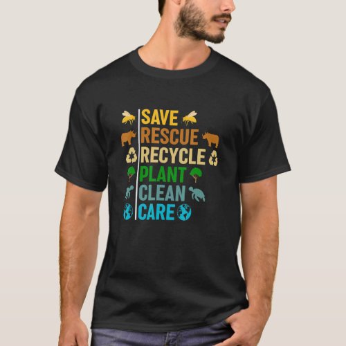 Earth Day Planet Save Bees Rescue Animals Recycled T_Shirt