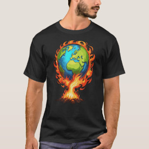 Earth Day Planet Science Burning Earth CO2 Environ T-Shirt