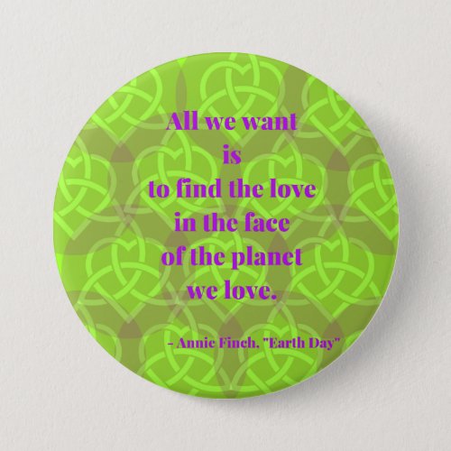 Earth Day poem  button by Annie Finch