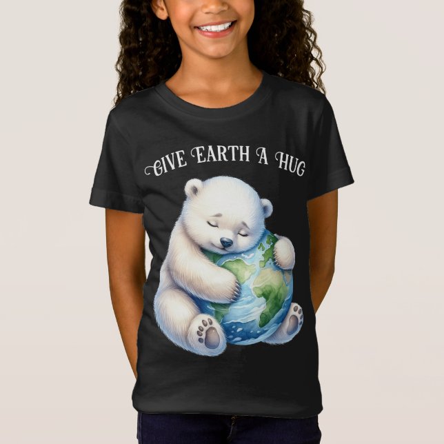 Earth Day Polar Bear Give Earth A Hug T-Shirt (Front)